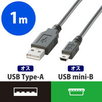 エレコム USB2.0ケーブル/ノーマル USB（A）オス - USB（mini-B）オス ブラック