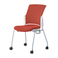 プラス 会議椅子 チェダーC キャスター脚タイプ 背クッション 肘なし ホワイトシェル テラコッタレッド MC-W52S TRD 1脚（直送品）
