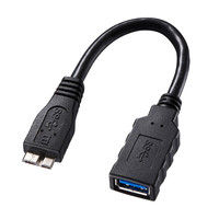 サンワサプライ USB3.0ホスト変換アダプタケーブル MicroBオス-Aメス ブラック 10cm AD-USB27 1個（直送品）