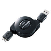 サンワサプライ USB3.0マイクロ巻取りケーブル Aオス-MicroBオス ブラック 0.1m～1m KU30-M10MCB 1本（直送品）