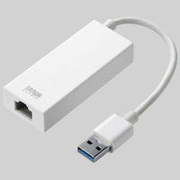 サンワサプライ Gigabit対応USB-LANアダプタ（USB3.0ハブ1ポートつき） ホワイト LAN-ADUR3GHW 1個（直送品）
