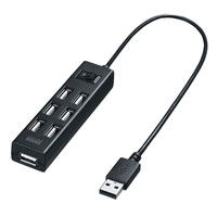 サンワサプライ USBハブ（USB HUB） ブラック USB2.0 7ポート セルフ・バスパワー USB-2H702BK 1個（直送品）
