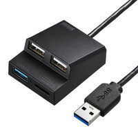 サンワサプライ USBハブ（USB HUB） USB3.0+USB2.0コンボハブ カードリーダー付き ブラックバスパワー USB-3HC315BK（直送品）