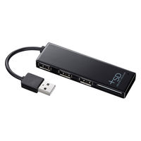 サンワサプライ SDカードリーダー付きUSBハブ(USB2.0) ブラック USB(A)×3ポート/SDカードスロット付 USB-HCS307BK