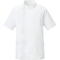 KAZEN メンズジャケット半袖 医療白衣 ホワイト YW50-C/1