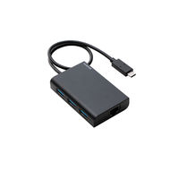 有線LAN アダプタ USB3.1 USBハブ付 3ポート ケーブル長 30cm ブラック EDC-GUC3H-B エレコム 1個（直送品）