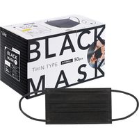 不織布マスク 薄手タイプ 50枚入/箱 個包装あり ふつうサイズ ブラック 黒 BFEフィルター採用 大人用 使い捨てマスク カラーマスク（直送品）