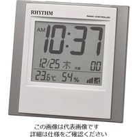 リズム（RHYTHM） RHYTHM リズム 電波 目覚まし時計 温湿度計付き シルバー 8RZ218SR19 1個 228-5272（直送品）