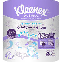 トイレットペーパー ダブル 35m パルプ 芯あり クリネックス シャワートイレ用 1.5倍巻 日本製紙クレシア