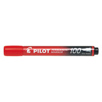 パイロット パーマネントマーカー100 油性ペン 中字丸芯 レッド 赤 MPM-10F-R 1本