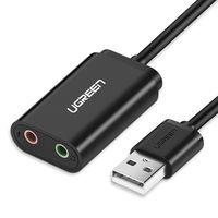 UGREEN USB 2.0 3.5mmミニジャック対応オーディオ変換アダプタ― ブラック 30724 1個（直送品）