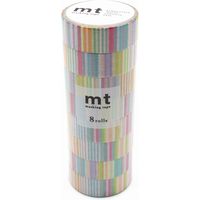 mt マスキングテープ 8P（8巻セット）マルチボーダー・パステル [幅15mm×7m] MT08D286R 1個 カモ井加工紙（直送品）