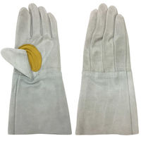 溶接用手袋 10双セット 牛床革 5本指 フリーサイズ AG051Y　1組（10双）（直送品）