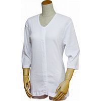 ウエル 前開き七分袖シャツ （プラスチックホック式） 婦人用 白 43261
