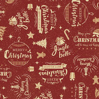 【クリスマス】ササガワ クリスマス包装紙 コルテスレッド半才 49-3565 1本（10枚巻）
