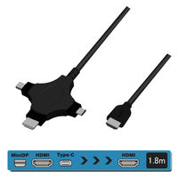 Vodaview　3in1HDMIケーブル　HDMI[オス]-USB(Type-C)/miniDP/HDMI[オス]　1.8m　VV-UCMDPHD-HD018
