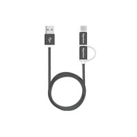 Gigastone　2in1高耐久USBケーブル　USB(A)[オス]-USB(マイクロB)[オス]/USB(Type-C)[オス]ブラック　GJC-1CMBK