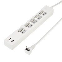 ヤザワコーポレーション 電源タップ ホワイト 2P式 2m 個別スイッチ USB×2