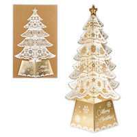 日本ホールマーク クリスマスカード 立体 白ツリー 809140 6枚（直送品）