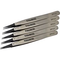 トラスコ中山 TRUSCO ESDチップピンセット まとめ買い5本 先細型 先端幅0.4mm EP-0.4-M5 363-8336（直送品）