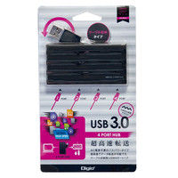ナカバヤシ USBハブ（USB HUB） USB3.0 4ポートハブ ブラック バスパワー 3.5cm UH-3054BK 1個（直送品）