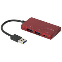 ナカバヤシ USBハブ（USB HUB） 3ポートUSB3.0 ハブ レッド 10cm UH-3093R 1個（直送品）