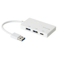 ナカバヤシ USBハブ（USB HUB） 3ポートUSB3.0 ハブ ホワイト 10cm UH-3093W 1個（直送品）