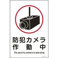 日本緑十字社　サイン標識　サインー110　防犯カメラ作動中　　094110　1セット（5枚：1枚×5）　（直送品）