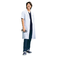 フォーク メンズ診察衣シングル半袖 1532PO-1 ホワイト S ドクターコート 薬局衣 夏の白衣 医療白衣 1枚（直送品）