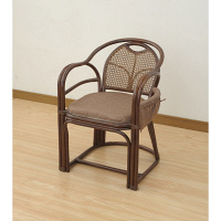 YAMAZEN　籐高座椅子　幅530×奥行560×高さ750mm　ブラウン　（直送品）