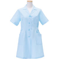 KAZEN レディース診察衣（ハーフ丈） 医療白衣 薬局衣 半袖 サックス シングル S 261HS-91（直送品）