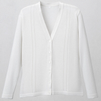 D-PHASE（ディーフェイズ） 綿混透かし編カーディガン 女性用 長袖 ホワイト M D1009（直送品）
