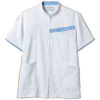 住商モンブラン メンズジャケット 半袖 白/ブルー M 72-1244（直送品）