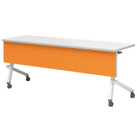 アイリスチトセ　フラップテーブル　平行スタックタイプ　カラー幕板付　オレンジ　幅1800×奥行450×高さ700mm　1台　（直送品）