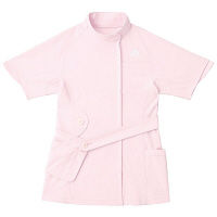 KAZEN adidas（アディダス）レディスジャケット 医療白衣 半袖 ピンク S SMS007-13（直送品）