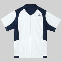 KAZEN adidas（アディダス）ジャケット 医療白衣 男女兼用 半袖 ホワイト+ネイビー O SMS120-10（直送品）
