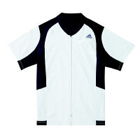 KAZEN adidas（アディダス）ジャケット 医療白衣 男女兼用 半袖 ホワイト+ネイビー XS SMS120-10（直送品）