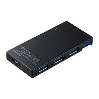 サンワサプライ USBハブ（USB HUB） SDカードリーダー付 ブラック USB3.0 3ポート バスパワー USB-HCS315BK 1個（直送品）