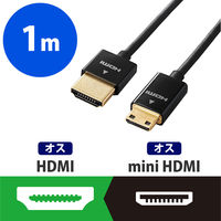 HDMIケーブル ミニHDMI 1m/1.5m/2m スーパースリム ブラック DH-HD14SSM エレコム