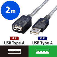 アスクル】エレコム USB延長ケーブル（USB2.0対応） A[オス]-A[メス 