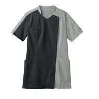 住商モンブラン レディスジャケット 医療白衣 半袖 チャコールグレイ/シルバーグレイ S 73-2230（直送品）