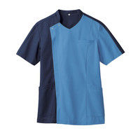 住商モンブラン メンズジャケット 医療白衣 半袖 コバルトブルー/ダークブルー LL 72-1273（直送品）
