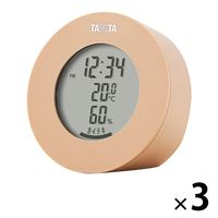 タニタ 温湿度計 時計 温度 湿度 デジタル 卓上 マグネット ライトブラウン TT-585-BR 1セット（3個）