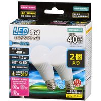 オーム電機 LED電球 ミニクリプトン形 E17 40W形相当 防雨 広配光 2個入 LDA4 G-E17IH122P