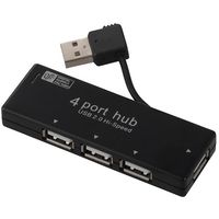 オーム電機 USBハブ 4ポート 収納式 ブラック PC-SH4PS1-K（直送品）