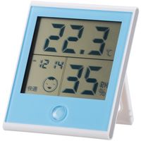 オーム電機 時計付き温湿度計 ブルー インフルエンザ 熱中症対策 温度計 湿度 TEM-200-A 1個