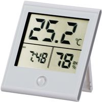 オーム電機 時計付温湿度計 白 TEM-210-W 1個