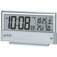 SEIKO（セイコー）温度湿度表示つき 置き時計 [電波 アラーム 温湿度 カレンダー] 107×190×41mm SQ773S 1個（直送品）