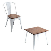 ＜LOHACO＞ Porian-ポリアン アンティークデザイン ダイニングテーブル・チェア（３点セット）80cm幅テーブル・チェア2脚 ホワイト 1セット （直送品）