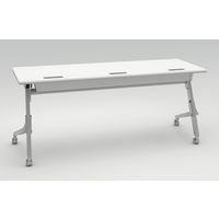 オカムラ Cardo サイドフォールドテーブル ホワイト+シルバー 1800幅×600奥行×720高さ（mm） 81F4EY MW21（直送品）
